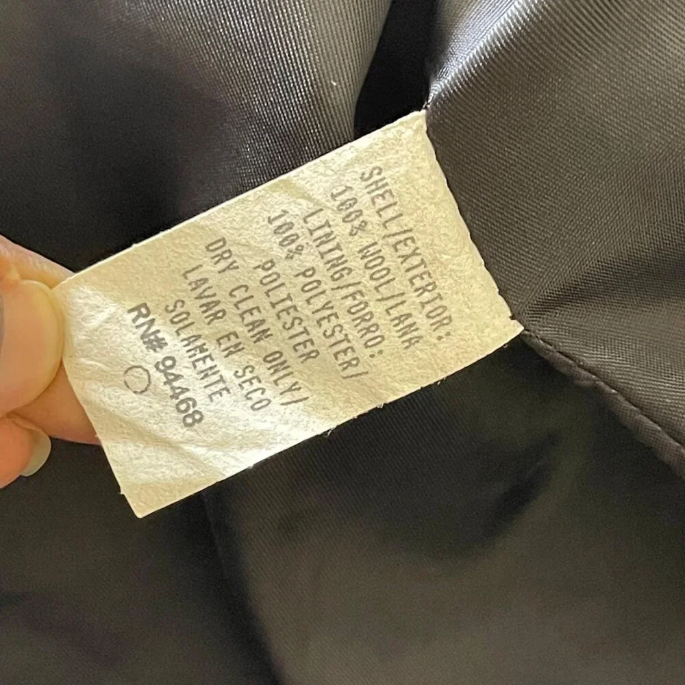 DONNYBROOK Black Vintage 100% Wool Coat Double Breasted full Length S 2P - Picture 11 of 14